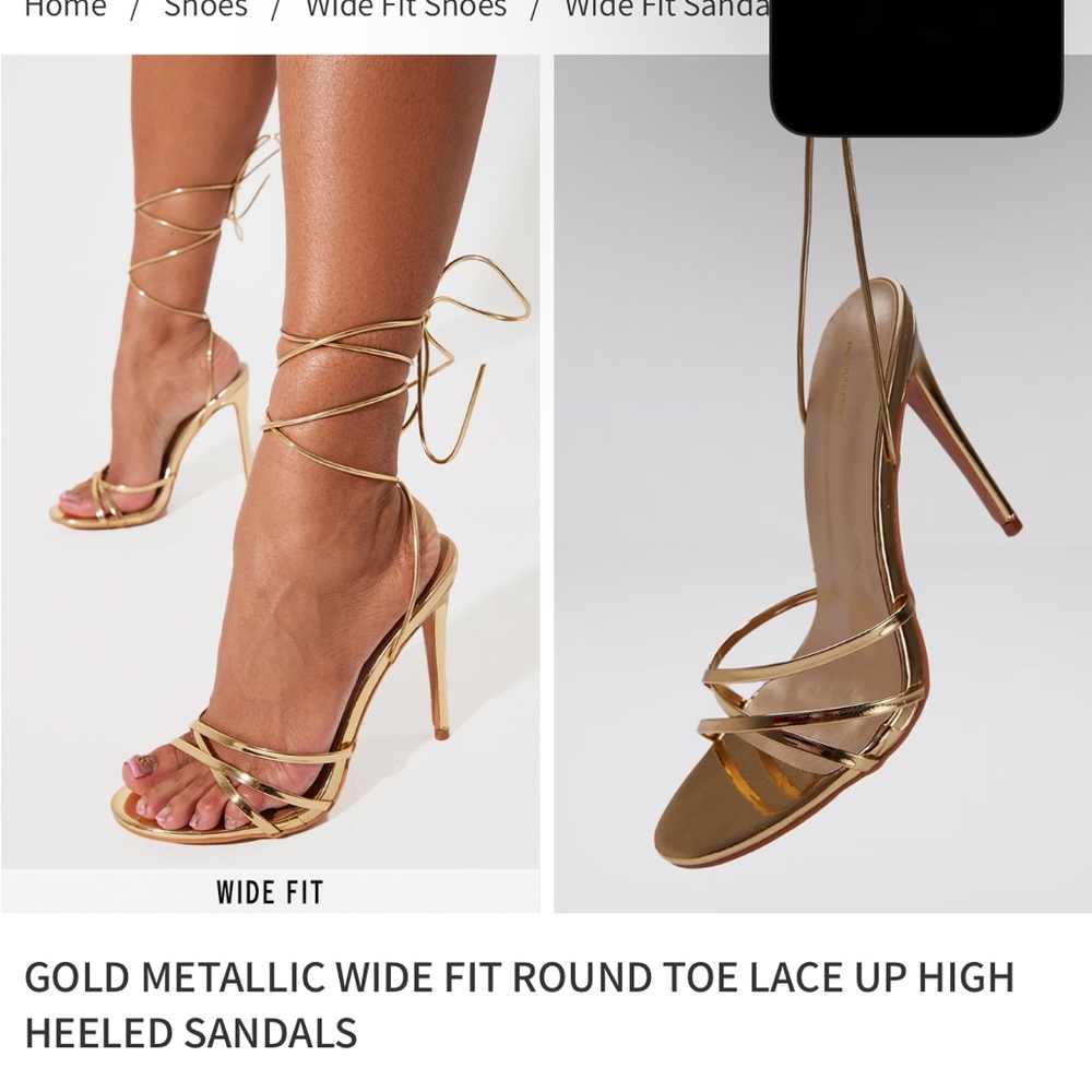 Gold Metallic High Heeled Sandals